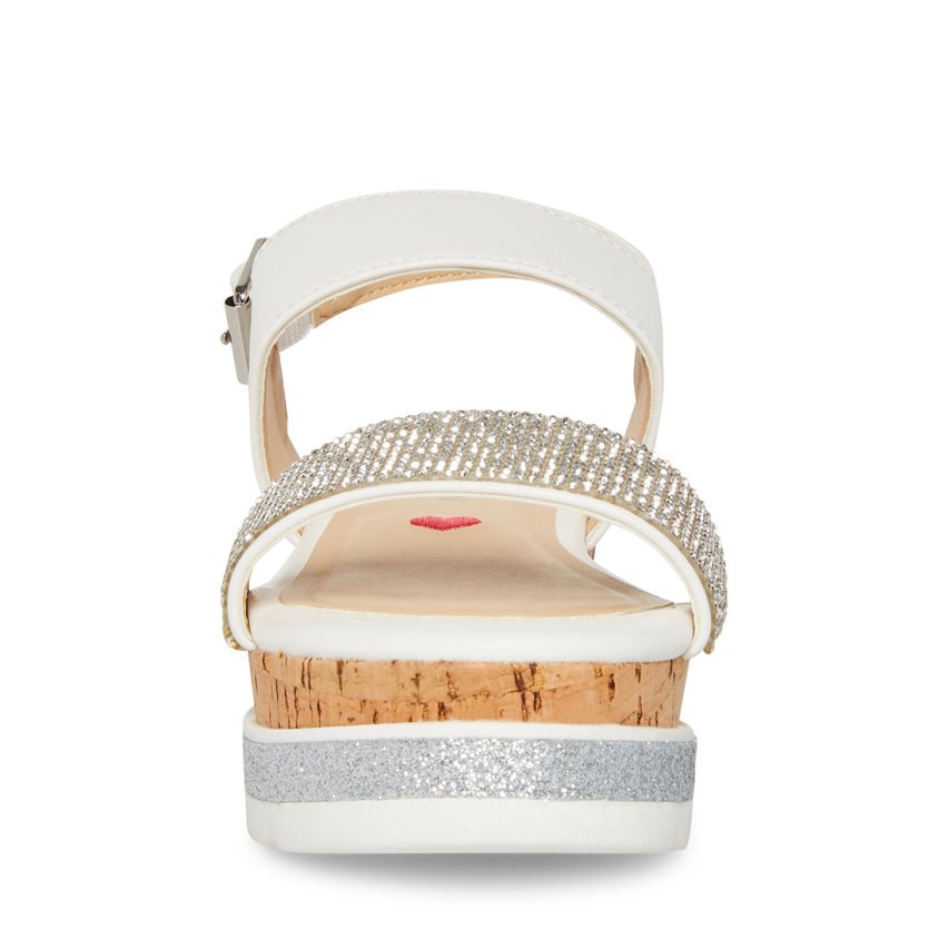 White / Silver Steve Madden Jtristaa Kids' Platform Sandals | PH 1458P16S